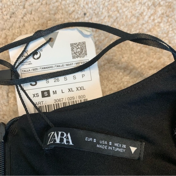 Zara black ruched satin effect long sleeve V-neck bodysuit Sz S NWT - Picture 5 of 9